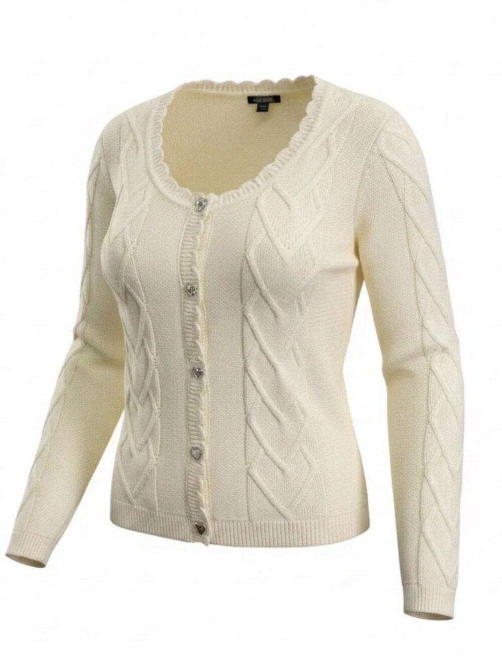 Wild fable Cream Cable-Knit Cardigan with Heart Buttons NWT Medium